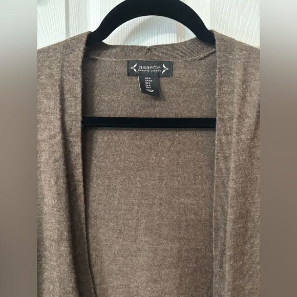 Nanette Lepore Merino Wool Blend Open Cardigan Sweater Quiet Luxury Sz Small - Picture 4 of 8